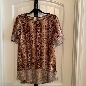 Brown/ snake skin printed pattern shirt